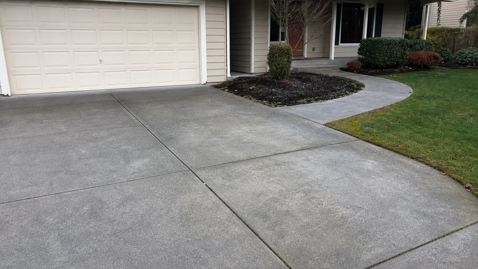 Sammamish Plateau Washington newer residential home Douglas fir concrete driveway drainage moss King County Eastside